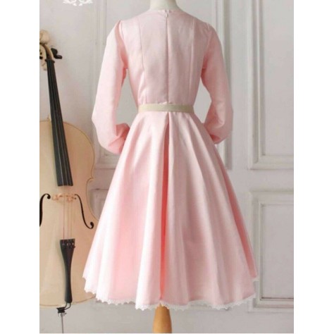 L146 Custom Made to order Satin Vintage Hepburn Elegant Lolita Party Dress Regular Size XS S M L XL & Plus size 1x-10x (SZ16-52)